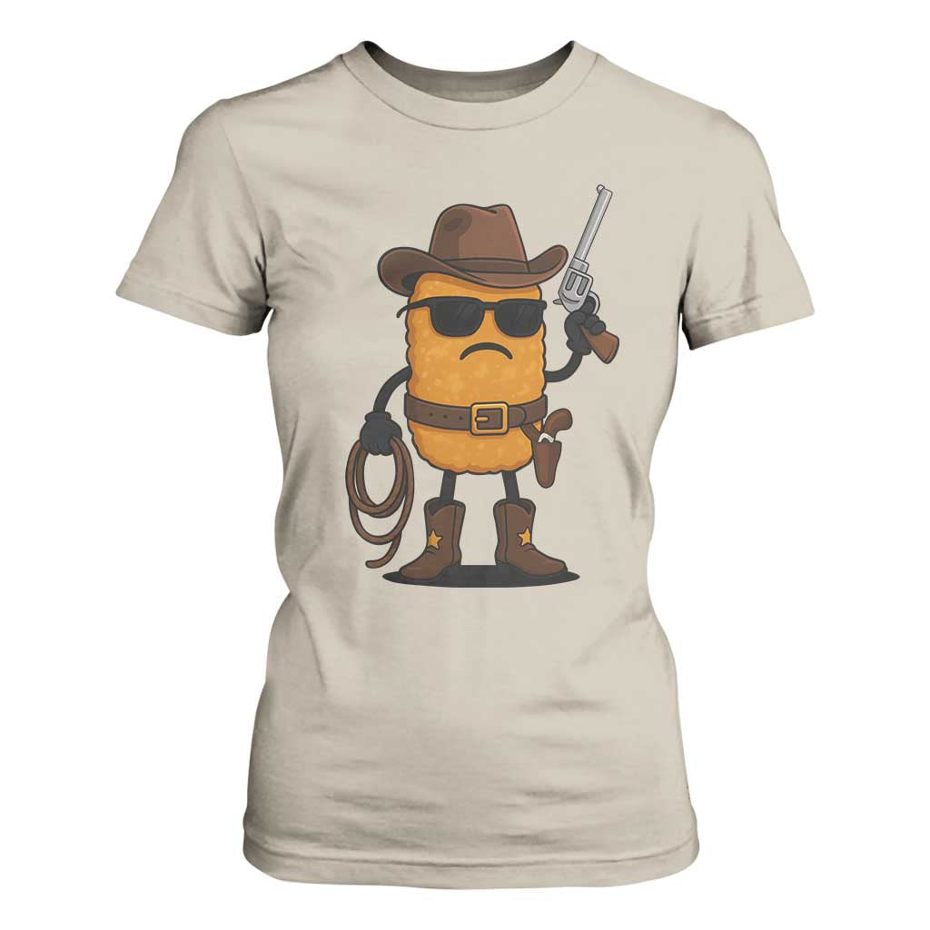 Cowboy Chicken Nugget T Shirt For Women Funny Food Gift TS12 Sand Print Your Wear