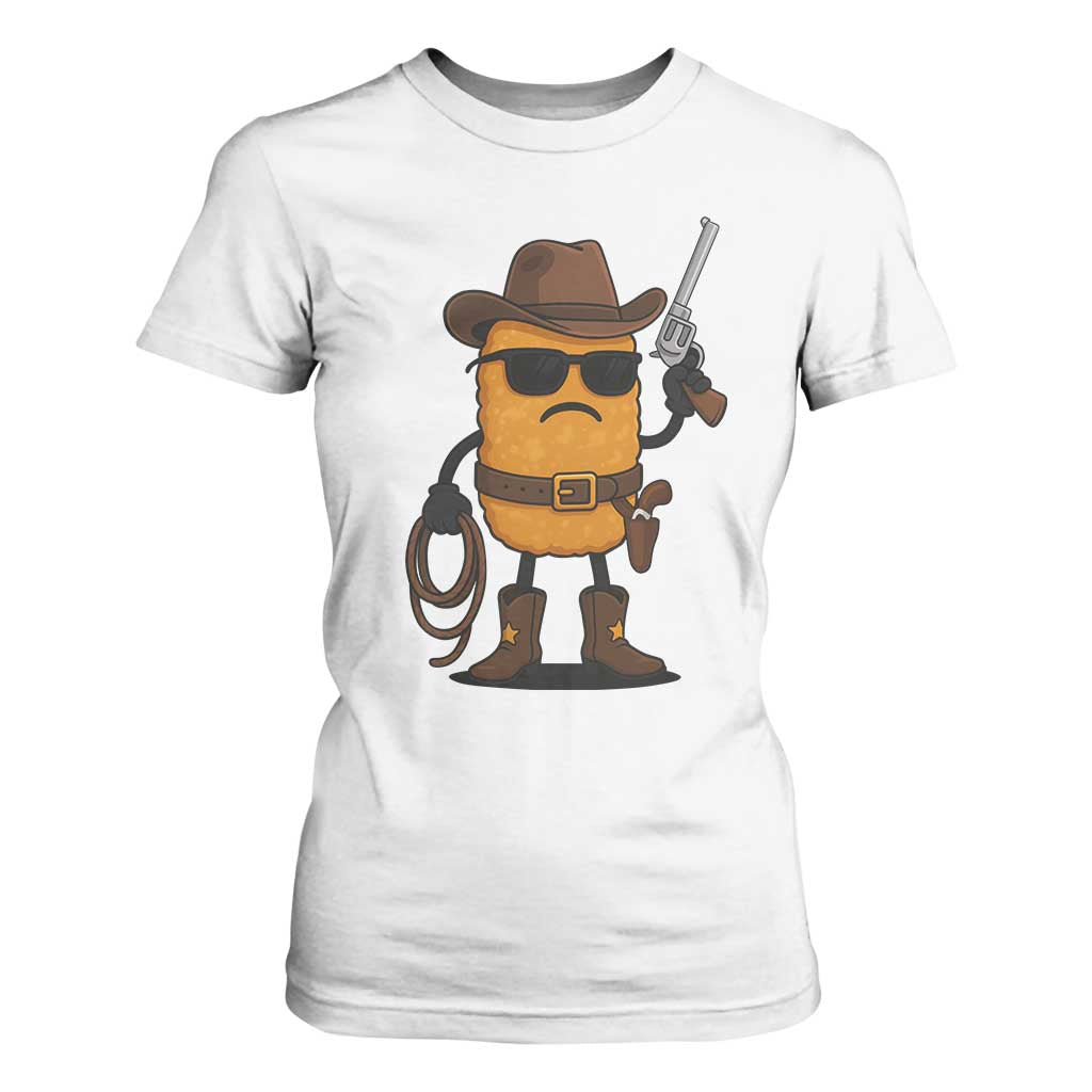 Cowboy Chicken Nugget T Shirt For Women Funny Food Gift TS12 White Print Your Wear