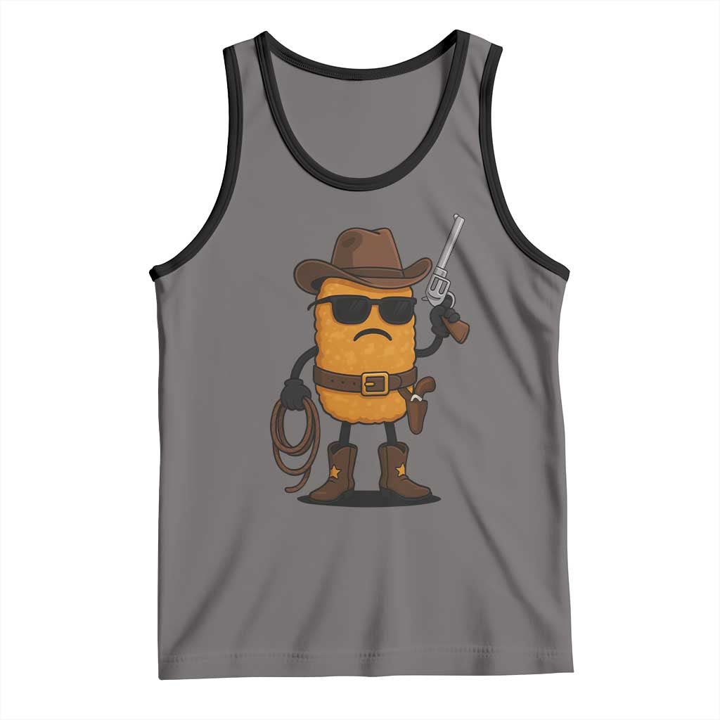 Cowboy Chicken Nugget Tank Top Funny Food Gift TS12 Deep Heather Black Print Your Wear