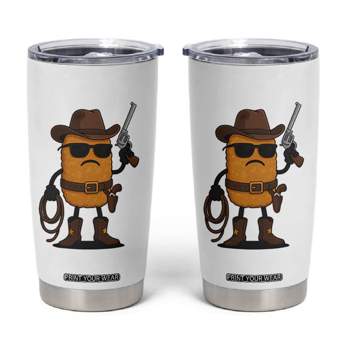 Cowboy Chicken Nugget Tumbler Cup Funny Food Gift TS12 White Print Your Wear