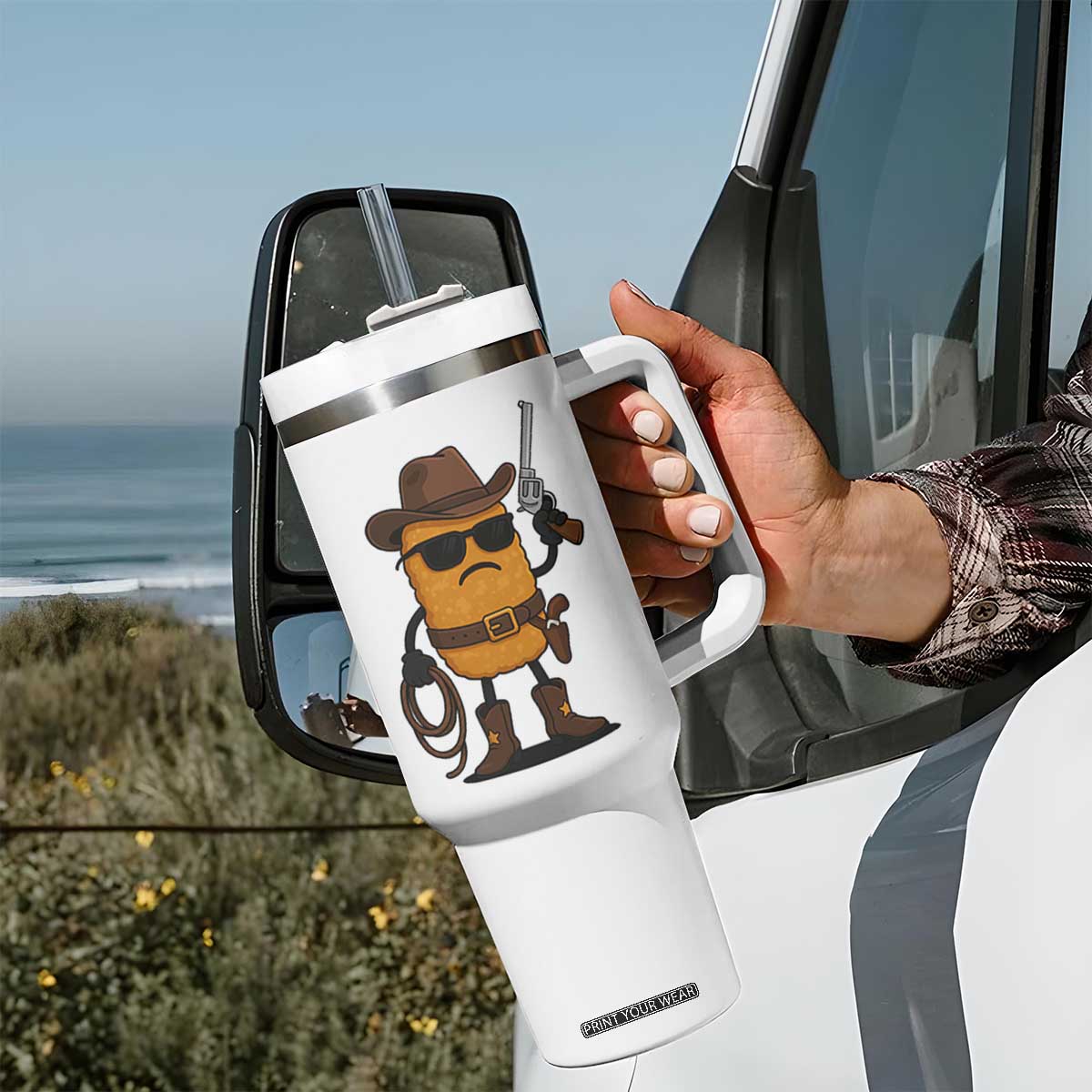 Cowboy Chicken Nugget Tumbler With Handle Funny Food Gift TS12 Print Your Wear