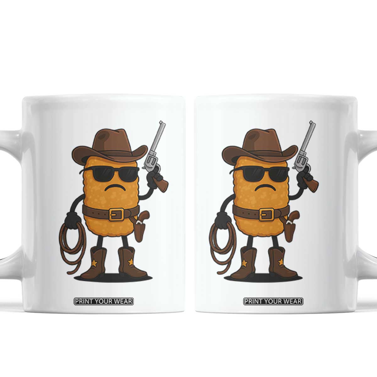 Cowboy Chicken Nugget Coffee Mug Funny Food Gift TS12 White Print Your Wear
