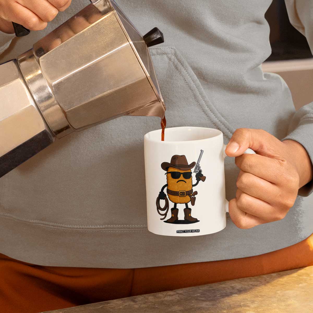 Cowboy Chicken Nugget Coffee Mug Funny Food Gift TS12 Print Your Wear