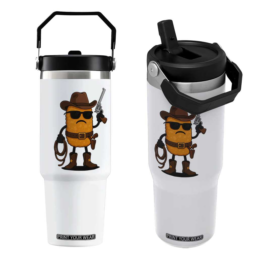 Cowboy Chicken Nugget Flip Straw Tumbler Funny Food Gift TS12 One Size: 30 oz White Print Your Wear