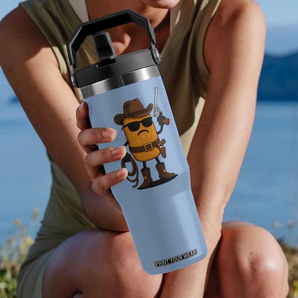 Cowboy Chicken Nugget Flip Straw Tumbler Funny Food Gift TS12 One Size: 30 oz Light Blue Print Your Wear