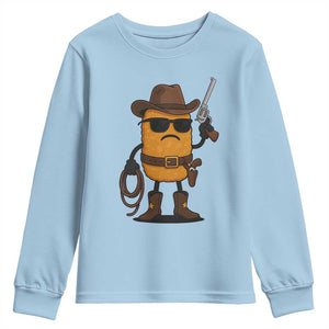 Cowboy Chicken Nugget Youth Sweatshirt Funny Food Gift TS12 Light Blue Print Your Wear