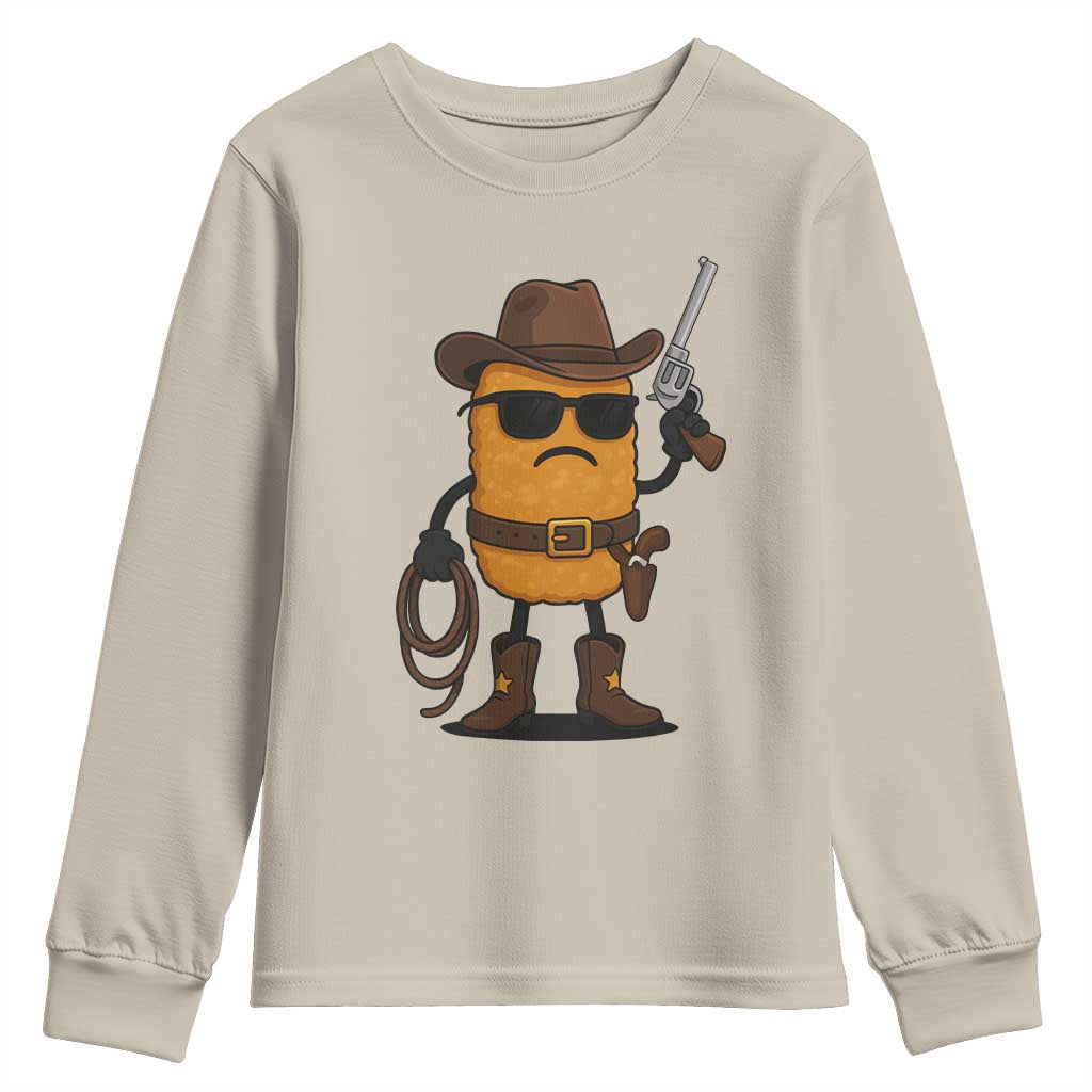 Cowboy Chicken Nugget Youth Sweatshirt Funny Food Gift TS12 Sand Print Your Wear