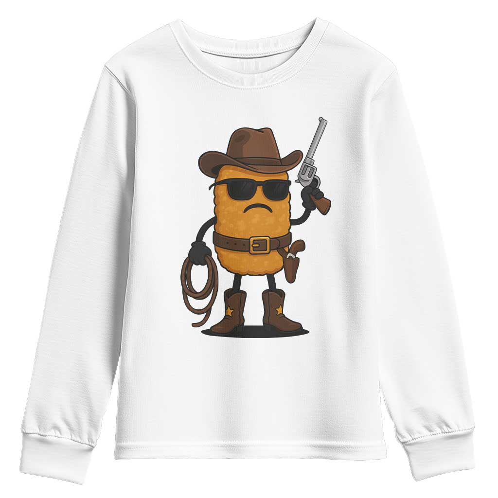Cowboy Chicken Nugget Youth Sweatshirt Funny Food Gift TS12 White Print Your Wear