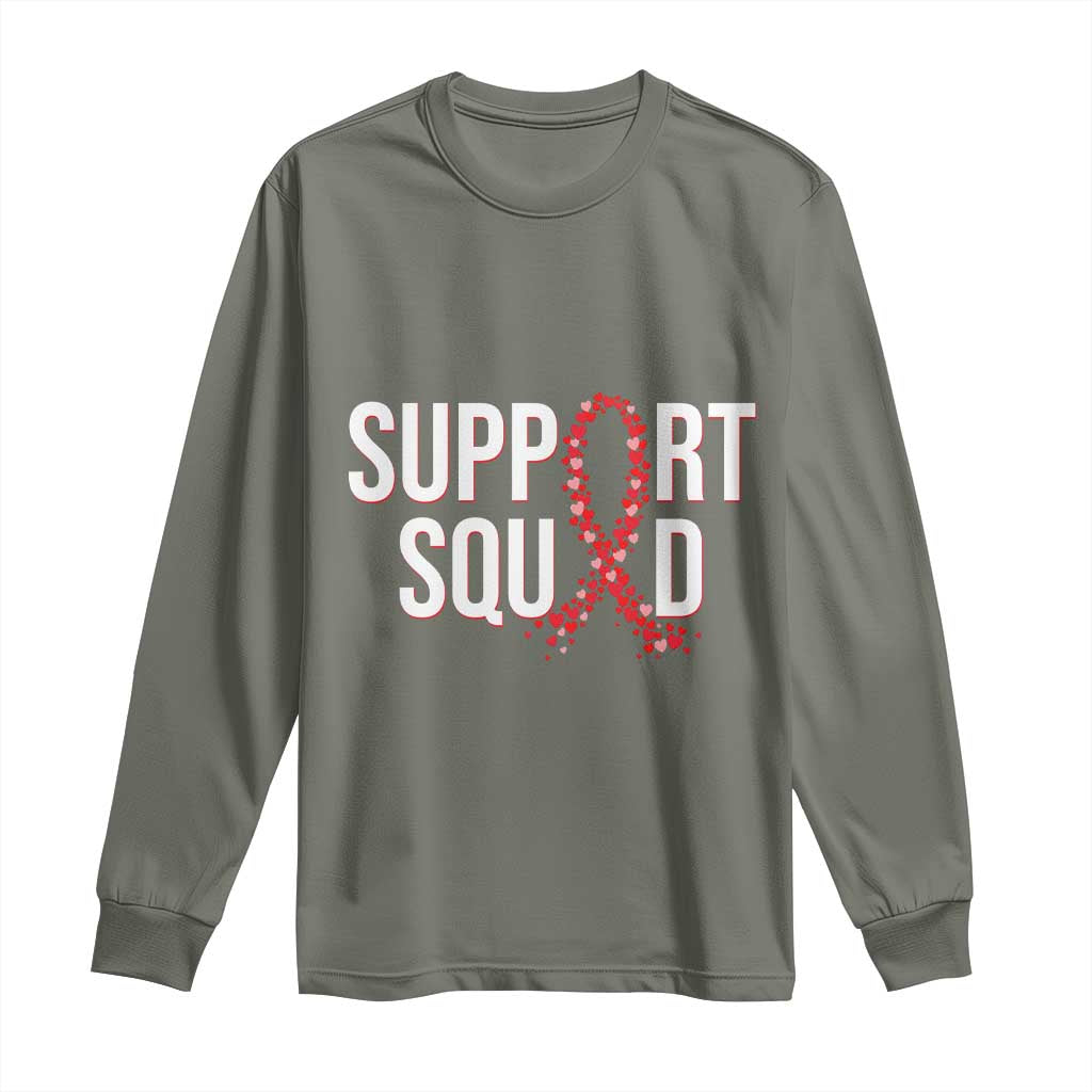 HIV AIDS Awareness Fighter Long Sleeve Shirt Support Squad Gift TS12 Military Green Print Your Wear