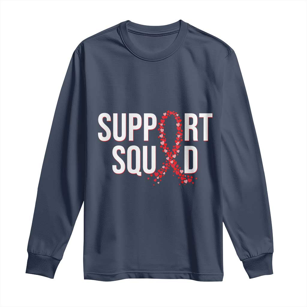 HIV AIDS Awareness Fighter Long Sleeve Shirt Support Squad Gift TS12 Navy Print Your Wear