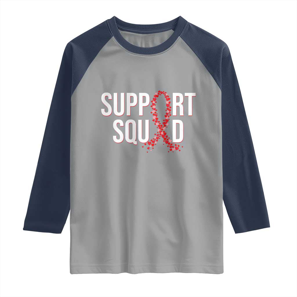 HIV AIDS Awareness Fighter Raglan Shirt Support Squad Gift TS12 Sport Gray Navy Print Your Wear