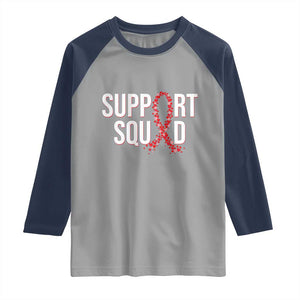 HIV AIDS Awareness Fighter Raglan Shirt Support Squad Gift TS12 Sport Gray Navy Print Your Wear
