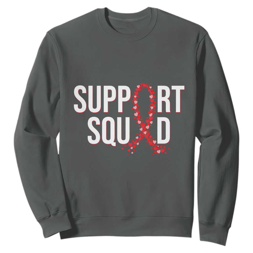 HIV AIDS Awareness Fighter Sweatshirt Support Squad Gift TS12 Dark Heather Print Your Wear