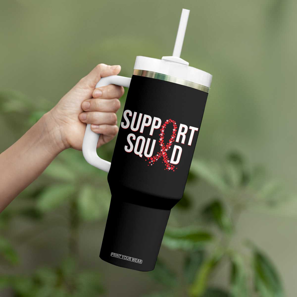 HIV AIDS Awareness Fighter Tumbler With Handle Support Squad Gift TS12 Print Your Wear