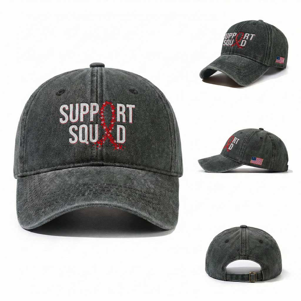 HIV AIDS Awareness Fighter Washed Cotton Baseball Cap Support Squad Gift TS12 Washed Cap Universal Fit Dark Green Print Your Wear
