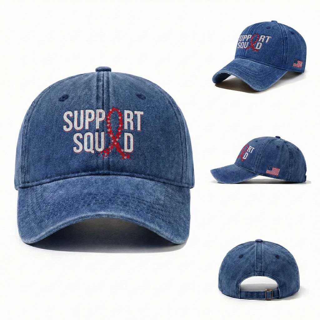 HIV AIDS Awareness Fighter Washed Cotton Baseball Cap Support Squad Gift TS12 Washed Cap Universal Fit Royal Blue Print Your Wear