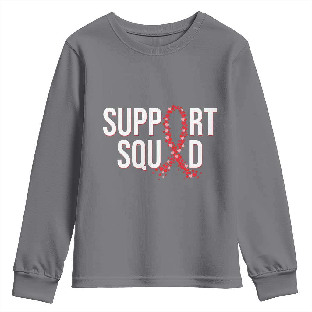 HIV AIDS Awareness Fighter Youth Sweatshirt Support Squad Gift TS12 Charcoal Print Your Wear