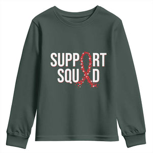 HIV AIDS Awareness Fighter Youth Sweatshirt Support Squad Gift TS12 Dark Forest Green Print Your Wear