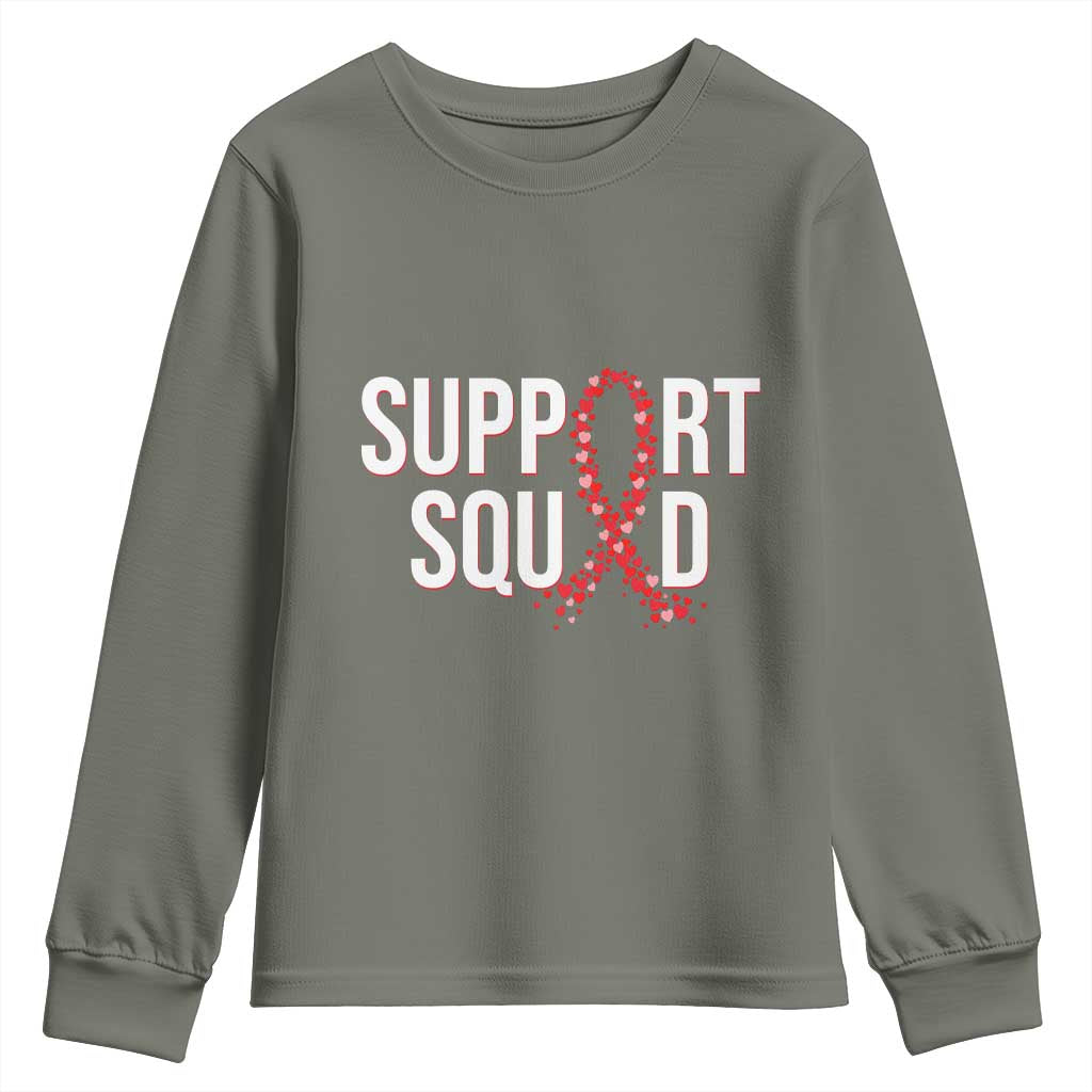 HIV AIDS Awareness Fighter Youth Sweatshirt Support Squad Gift TS12 Military Green Print Your Wear