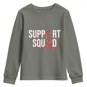 HIV AIDS Awareness Fighter Youth Sweatshirt Support Squad Gift TS12 Military Green Print Your Wear