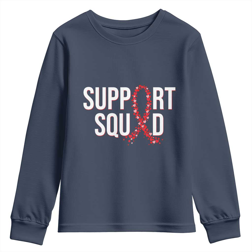 HIV AIDS Awareness Fighter Youth Sweatshirt Support Squad Gift TS12 Navy Print Your Wear