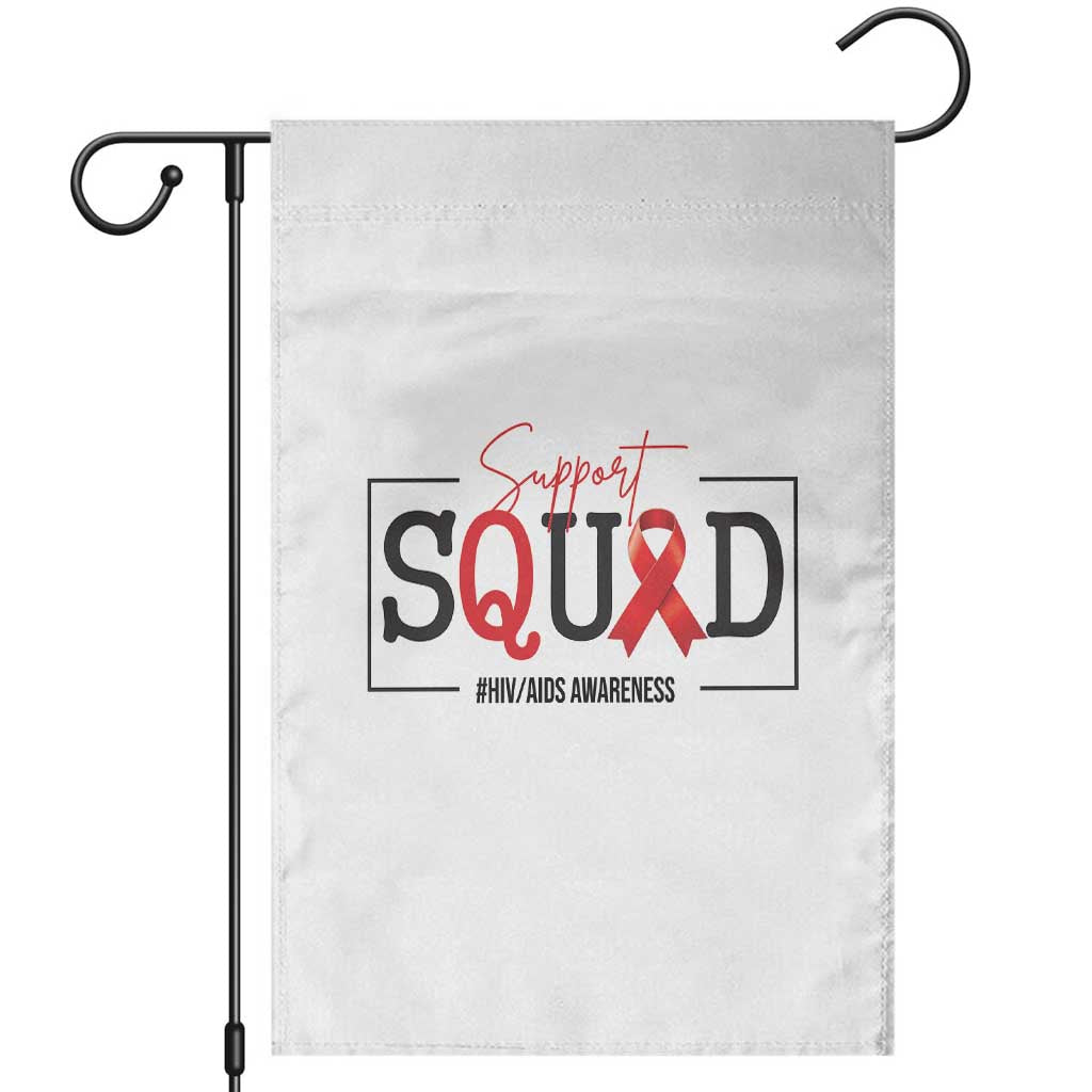 Support Squad Red Ribbon HIV AIDS Awareness Month Gift Garden Flag TS12 White Print Your Wear