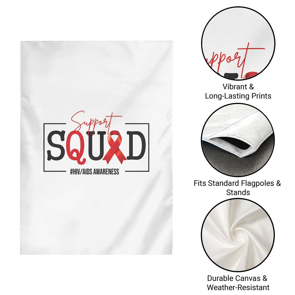 Support Squad Red Ribbon HIV AIDS Awareness Month Gift Garden Flag TS12 Print Your Wear