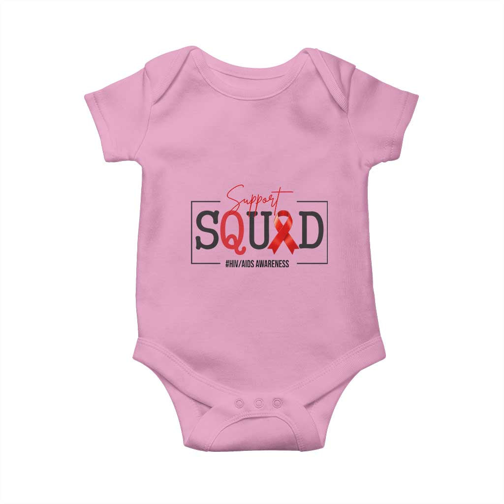 Support Squad Red Ribbon HIV AIDS Awareness Month Gift Baby Onesie TS12 Light Pink Print Your Wear