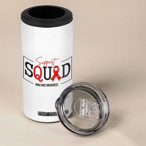 Support Squad Red Ribbon HIV AIDS Awareness Month Gift 4 in 1 Can Cooler Tumbler TS12 Print Your Wear