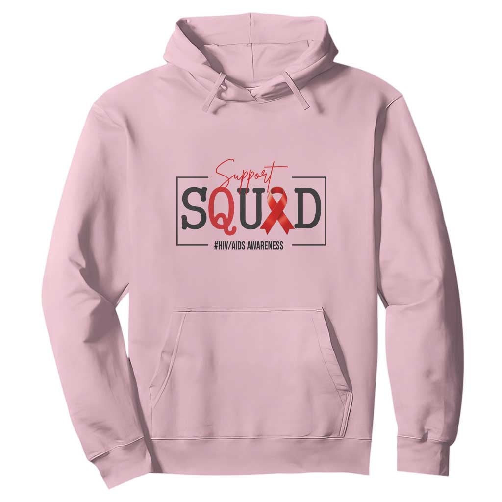 Support Squad Red Ribbon HIV AIDS Awareness Month Gift Hoodie TS12 Light Pink Print Your Wear