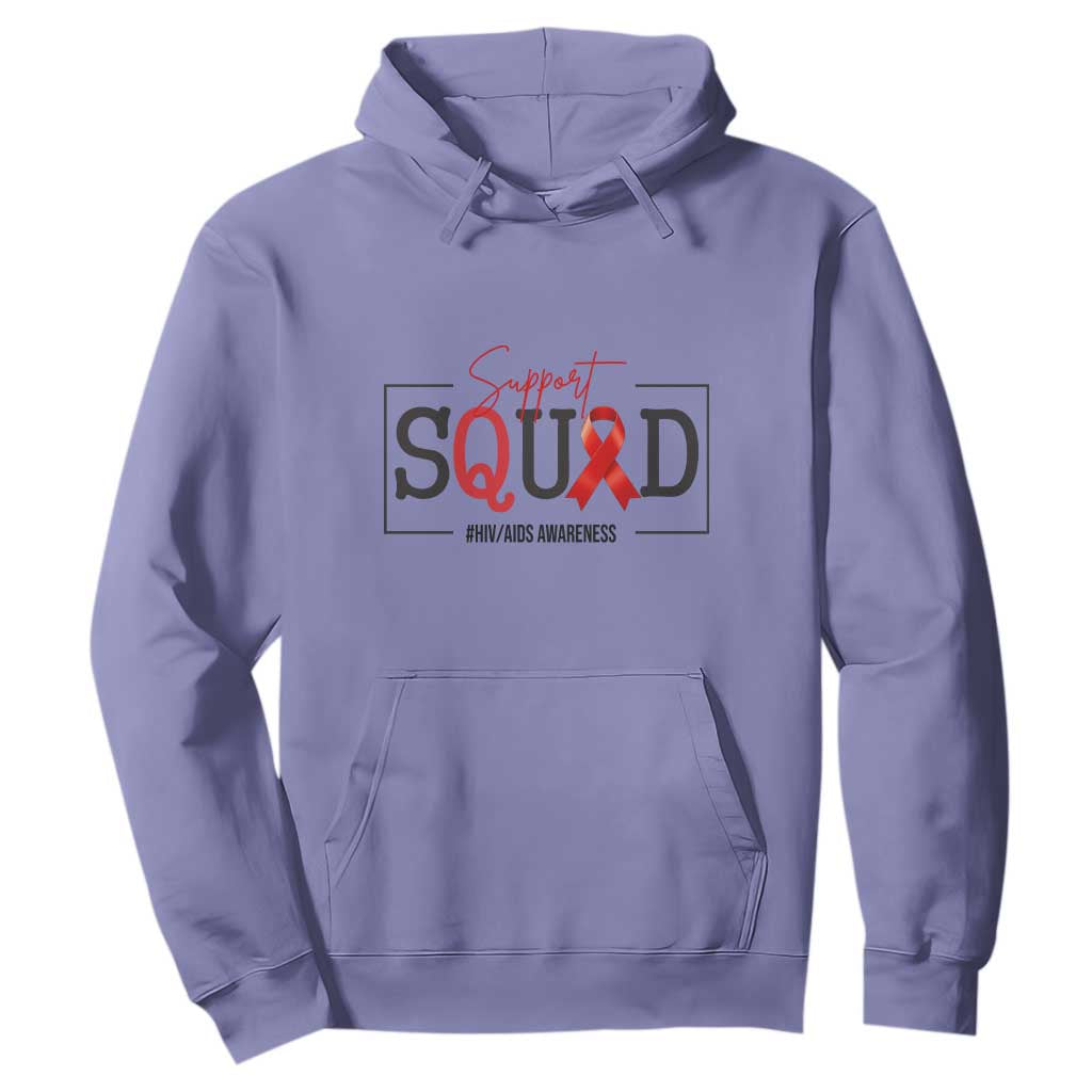 Support Squad Red Ribbon HIV AIDS Awareness Month Gift Hoodie TS12 Violet Print Your Wear