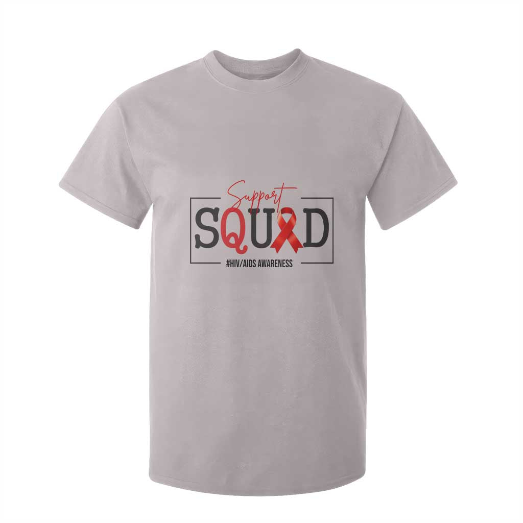 Support Squad Red Ribbon HIV AIDS Awareness Month Gift T Shirt For Kid TS12 Ice Gray Print Your Wear