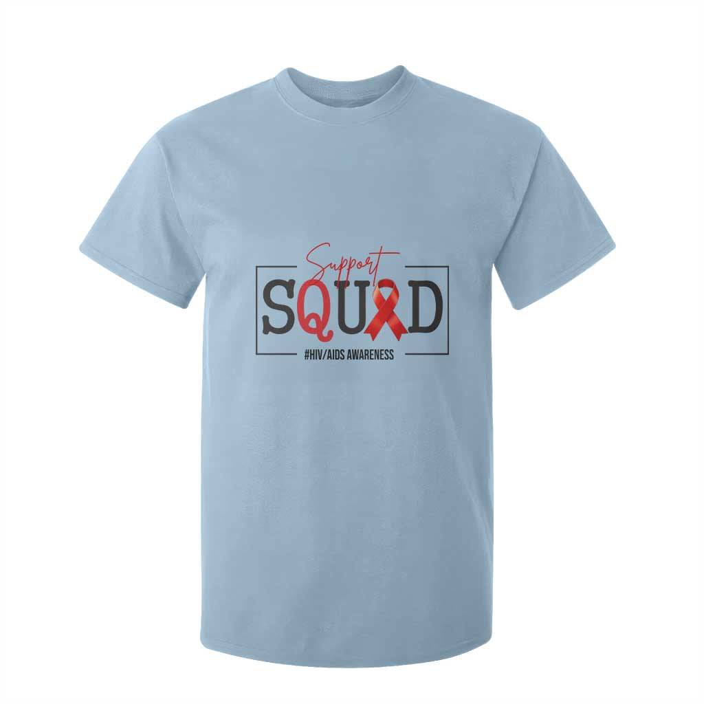 Support Squad Red Ribbon HIV AIDS Awareness Month Gift T Shirt For Kid TS12 Light Blue Print Your Wear