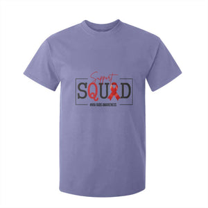 Support Squad Red Ribbon HIV AIDS Awareness Month Gift T Shirt For Kid TS12 Violet Print Your Wear
