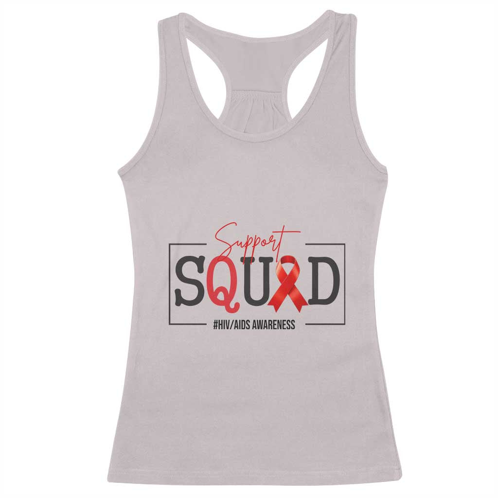 Support Squad Red Ribbon HIV AIDS Awareness Month Gift Racerback Tank Top TS12 Ice Gray Print Your Wear