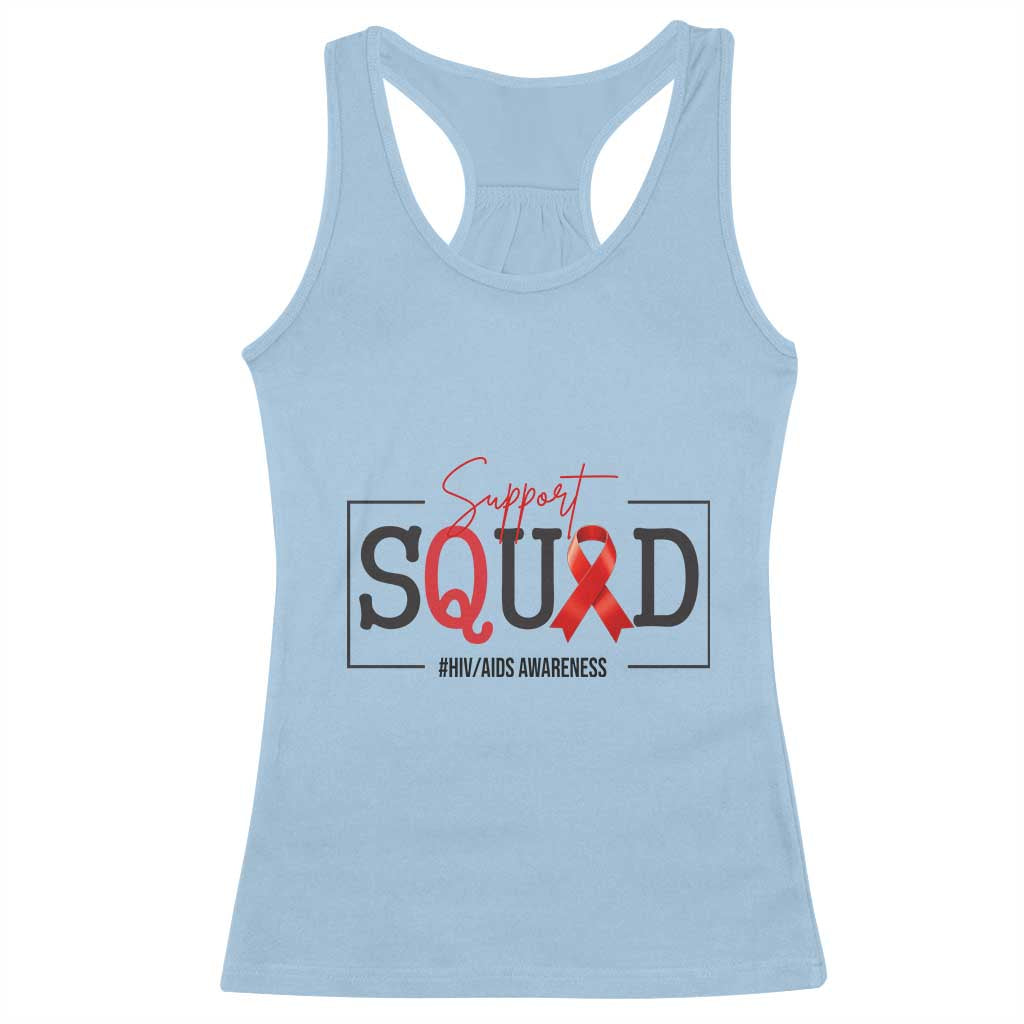 Support Squad Red Ribbon HIV AIDS Awareness Month Gift Racerback Tank Top TS12 Light Blue Print Your Wear