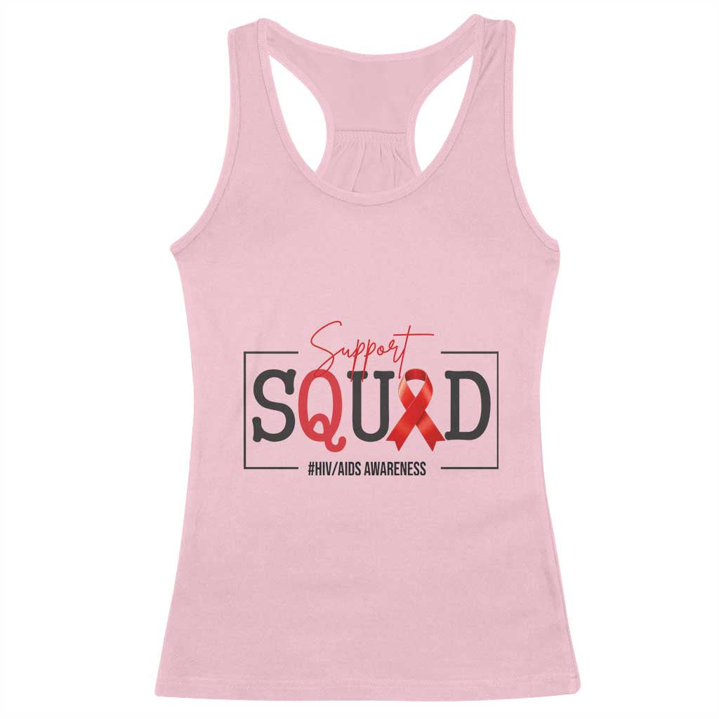 Support Squad Red Ribbon HIV AIDS Awareness Month Gift Racerback Tank Top TS12 Light Pink Print Your Wear