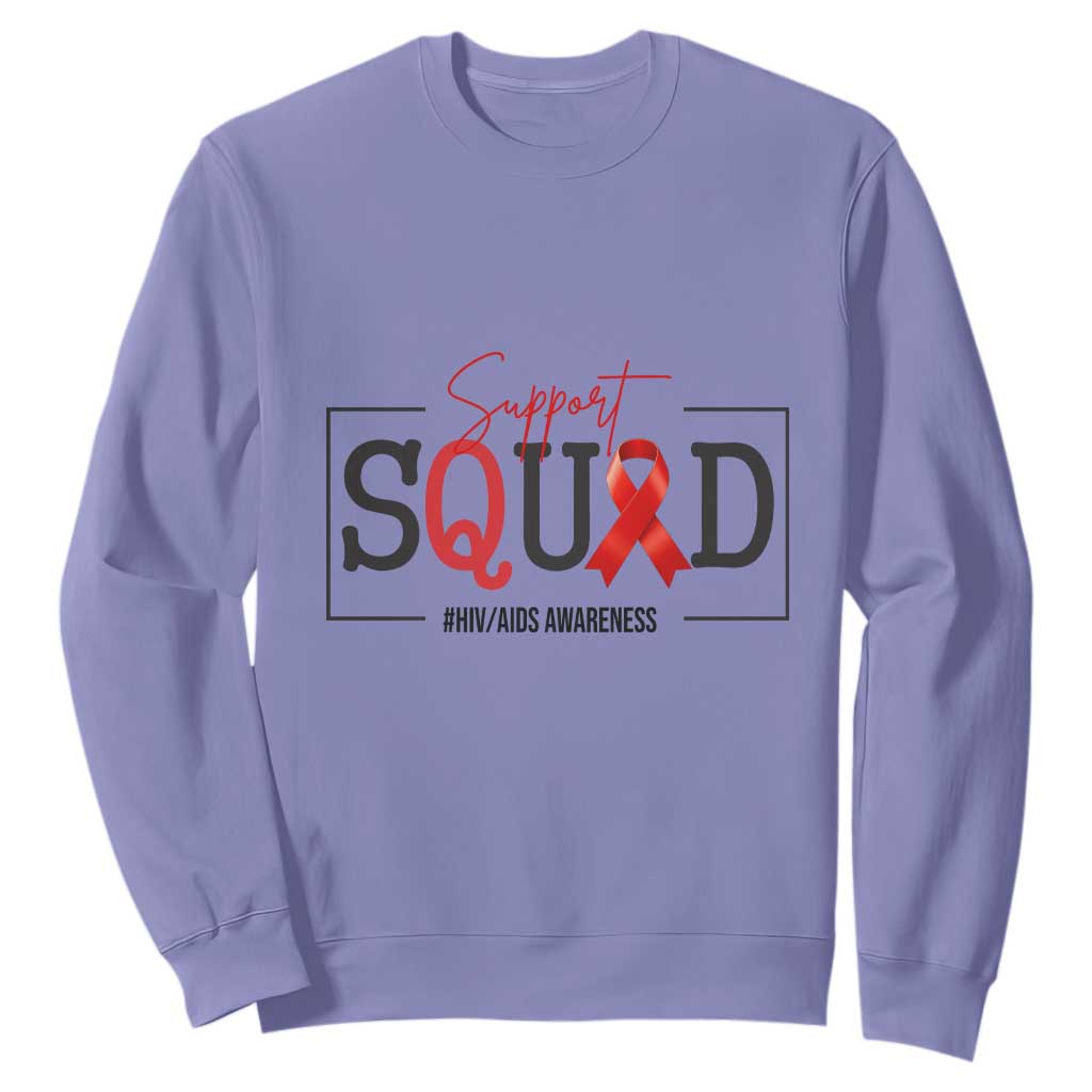 Support Squad Red Ribbon HIV AIDS Awareness Month Gift Sweatshirt TS12 Violet Print Your Wear