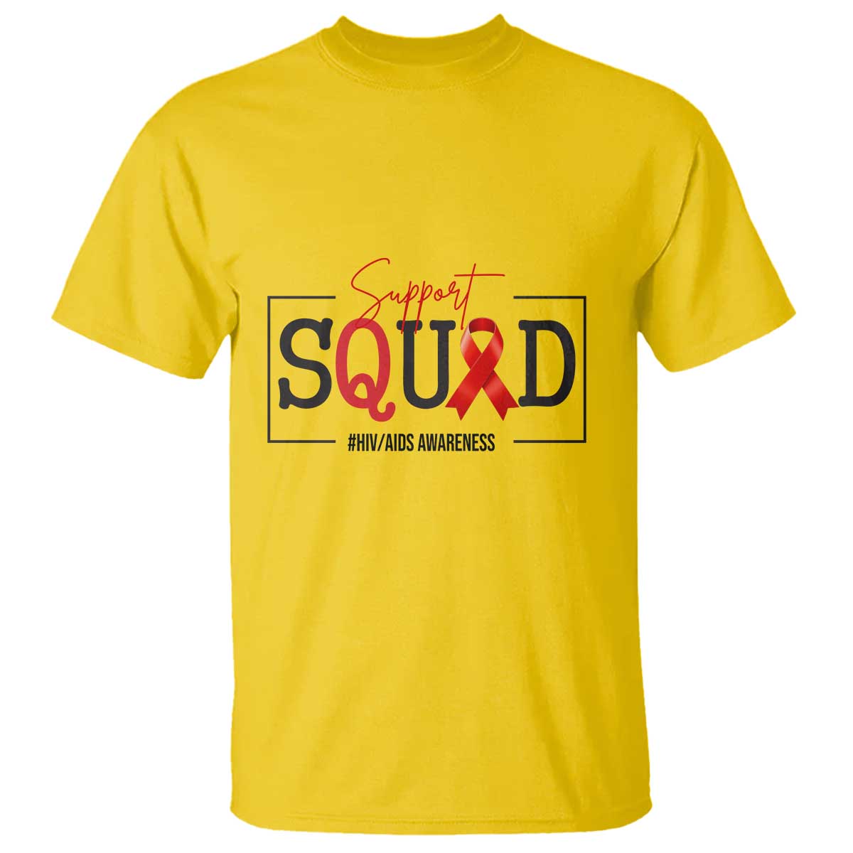 Support Squad Red Ribbon HIV AIDS Awareness Month Gift T Shirt TS12 Daisy Print Your Wear