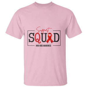 Support Squad Red Ribbon HIV AIDS Awareness Month Gift T Shirt TS12 Light Pink Print Your Wear
