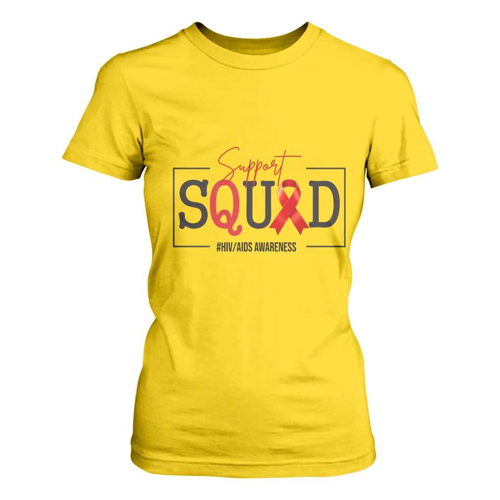 Support Squad Red Ribbon HIV AIDS Awareness Month Gift T Shirt For Women TS12 Daisy Print Your Wear