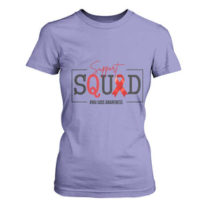 Support Squad Red Ribbon HIV AIDS Awareness Month Gift T Shirt For Women TS12 Violet Print Your Wear