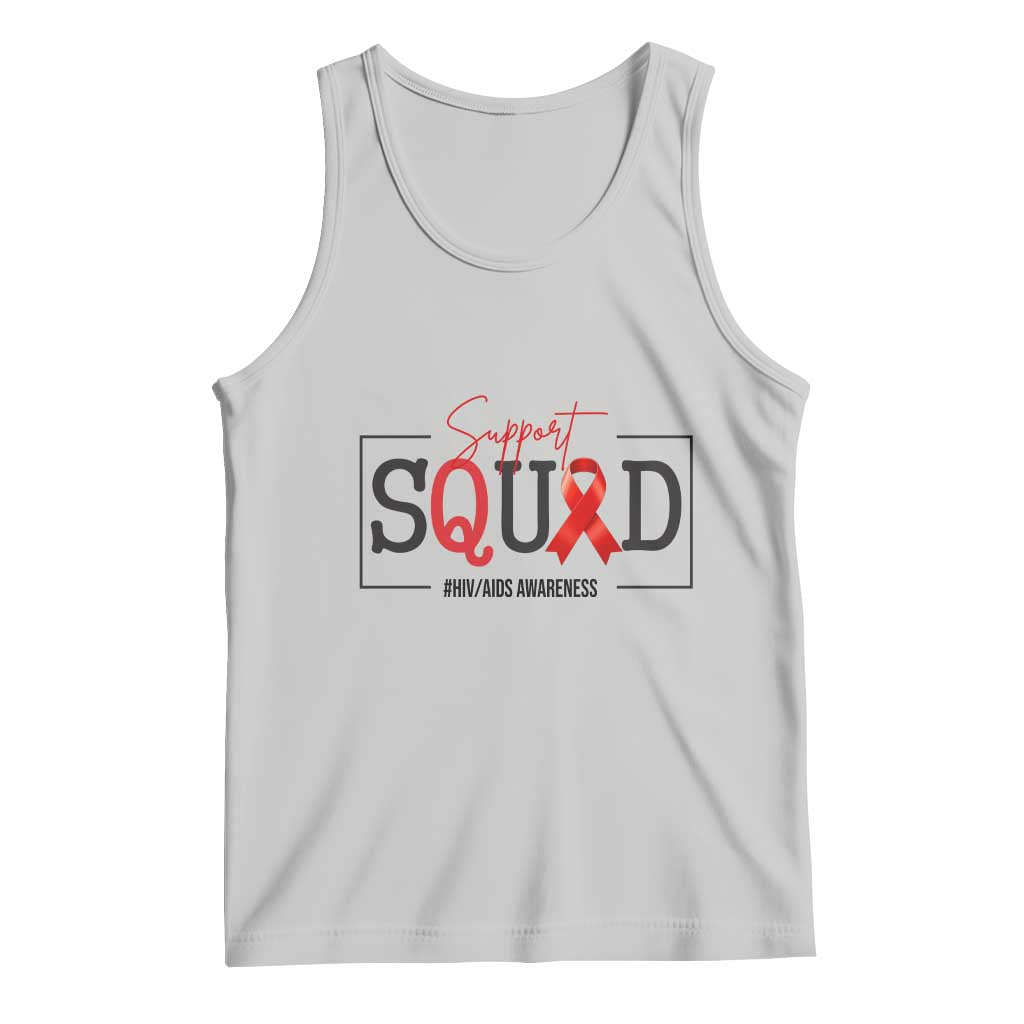 Support Squad Red Ribbon HIV AIDS Awareness Month Gift Tank Top TS12 Ash Print Your Wear