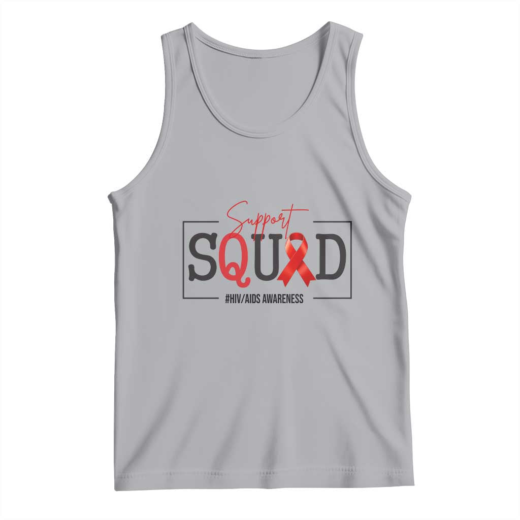 Support Squad Red Ribbon HIV AIDS Awareness Month Gift Tank Top TS12 Athletic Heather Print Your Wear