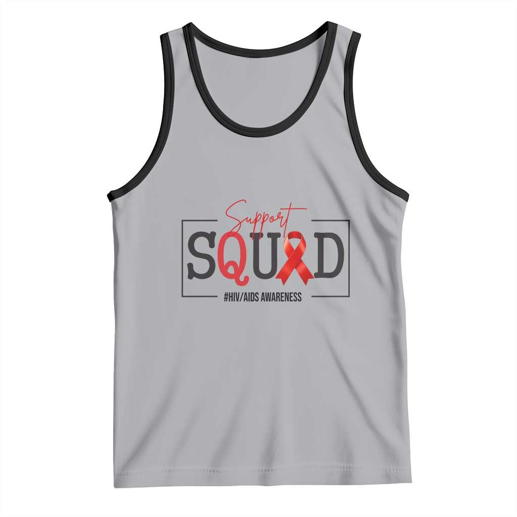 Support Squad Red Ribbon HIV AIDS Awareness Month Gift Tank Top TS12 Athletic Heather Black Print Your Wear