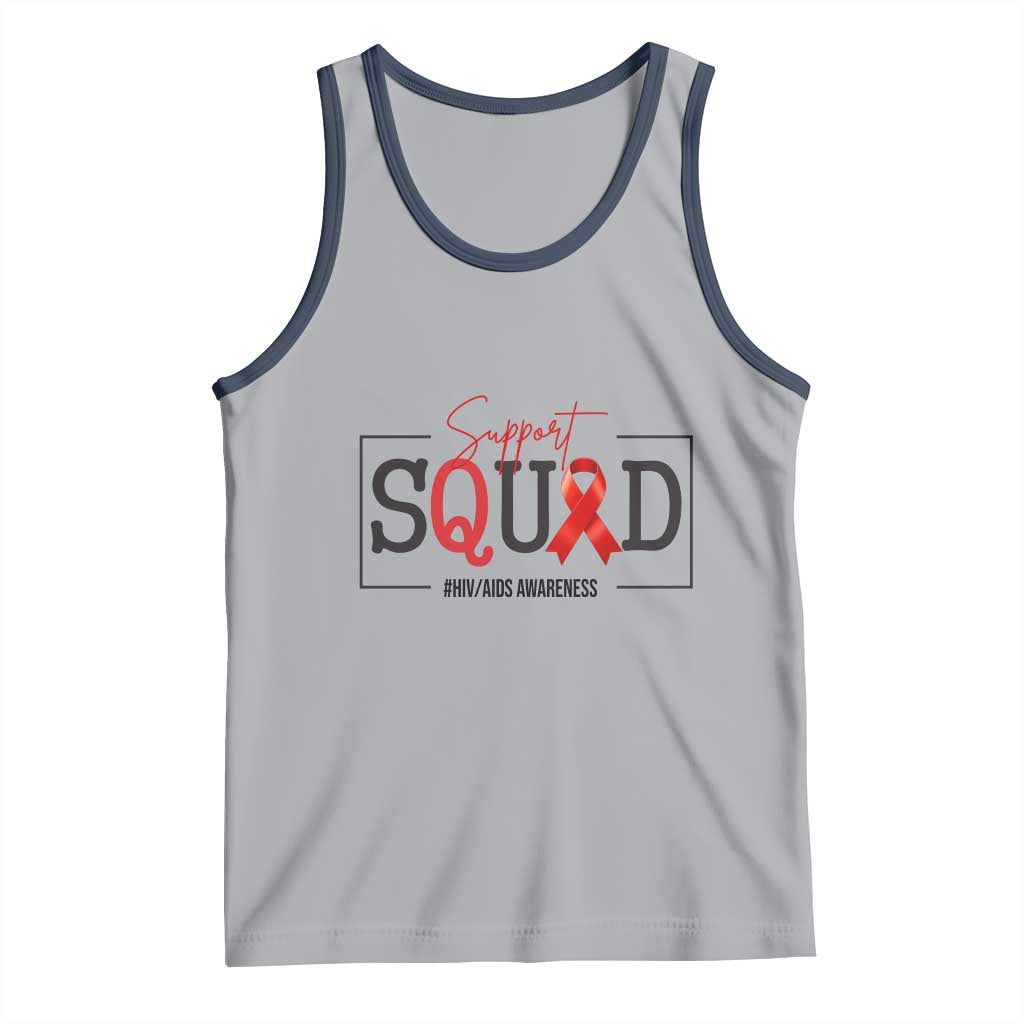 Support Squad Red Ribbon HIV AIDS Awareness Month Gift Tank Top TS12 Athletic Heather Navy Print Your Wear