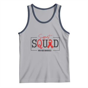 Support Squad Red Ribbon HIV AIDS Awareness Month Gift Tank Top TS12 Athletic Heather Navy Print Your Wear