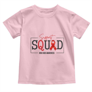 Support Squad Red Ribbon HIV AIDS Awareness Month Gift Toddler T Shirt TS12 Light Pink Print Your Wear