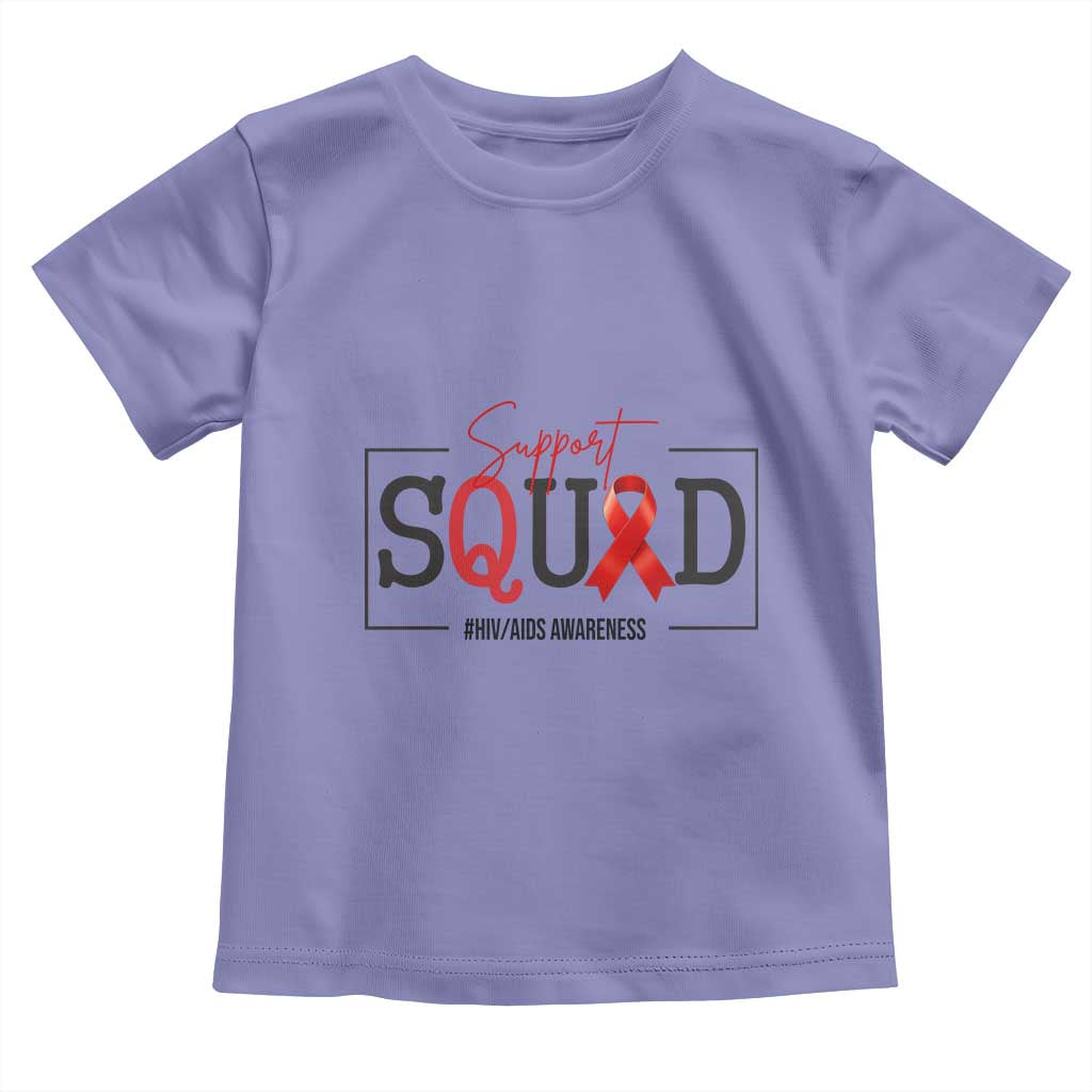 Support Squad Red Ribbon HIV AIDS Awareness Month Gift Toddler T Shirt TS12 Violet Print Your Wear