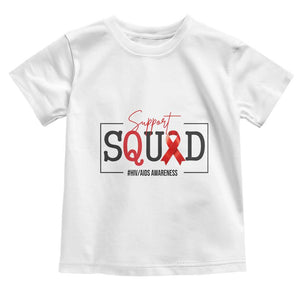 Support Squad Red Ribbon HIV AIDS Awareness Month Gift Toddler T Shirt TS12 White Print Your Wear